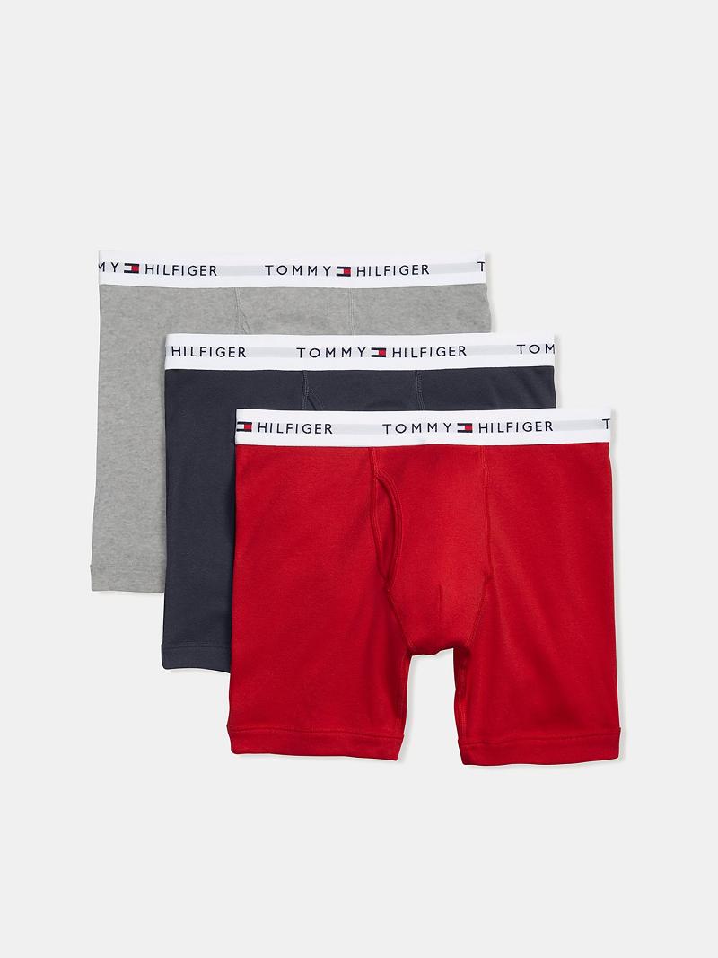 Férfi Tommy Hilfiger Pamut classics boxer brief 3pk Boxer Briefs Piros | HU 1364SGL